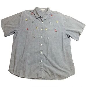 Vintage Plaid Floral Button Up Size 2XL